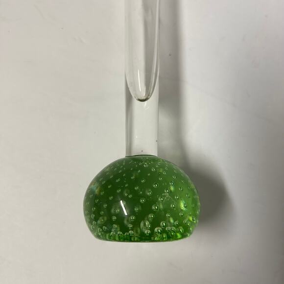 Vintage Green Glass Bullicante Bud Vase Made in Portugal - Picture 2 of 8